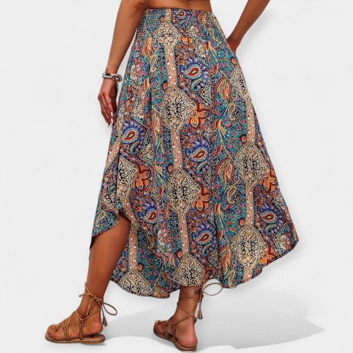 Midi Skirt Floral Waist High