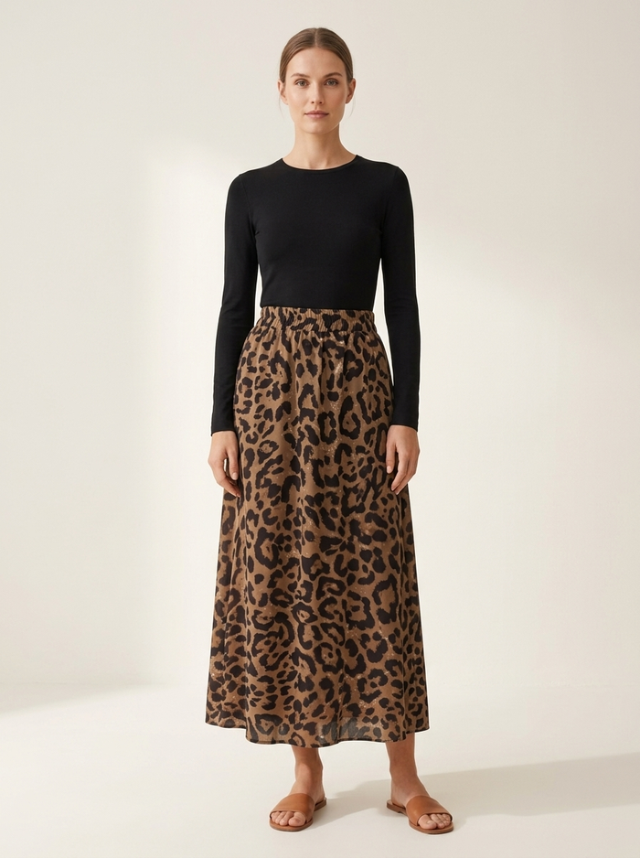 Midi Skirt Printed Leopard Print - editorial hero