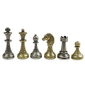 Mignon Metal Chess Pieces: Silver King, Gold Queen, Silver Bishop, Gold Knight, Silver Rook and Gold Pawn