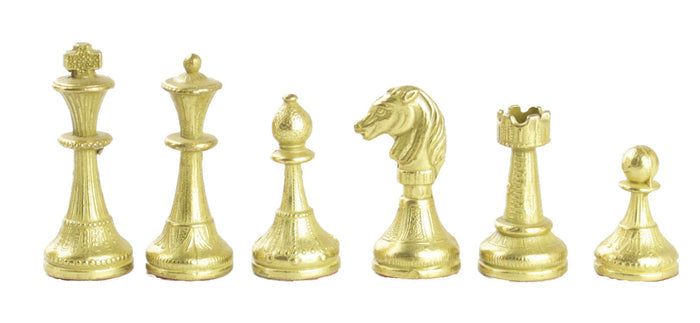 Mignon Metal Chess Pieces: Gold King, Queen, Bishop, Knight, Rook and Pawn