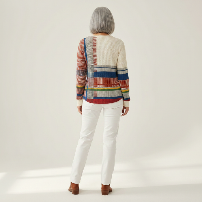 Milja - Stripe Patchwork Waffle Henley