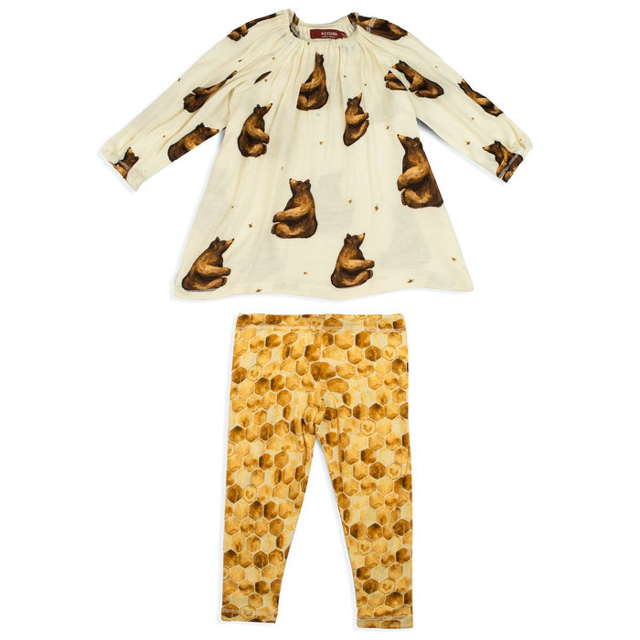 Milkbarn | Honey Bear Dress & Legging Set 6-12 mo