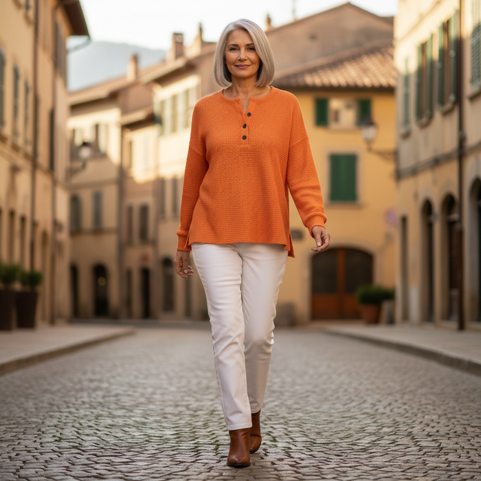 Minttu - Plain Waffle Henley
