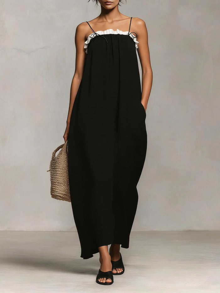 Mirelle | Color Block Strappy Fine Maxi Dress