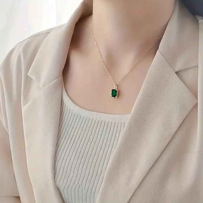 Miriam | Gold-Plated Necklace with Emerald Pendant