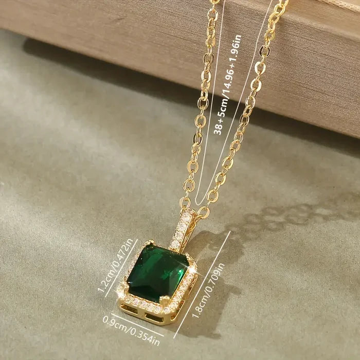 Miriam | Gold-Plated Necklace with Emerald Pendant