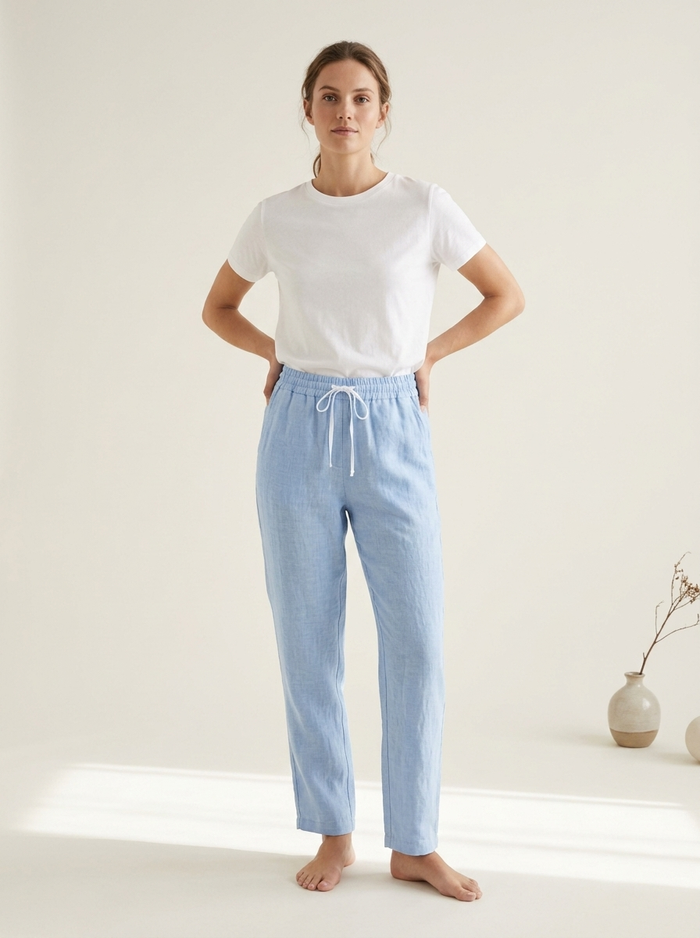 Monica linen and cotton trousers - editorial hero