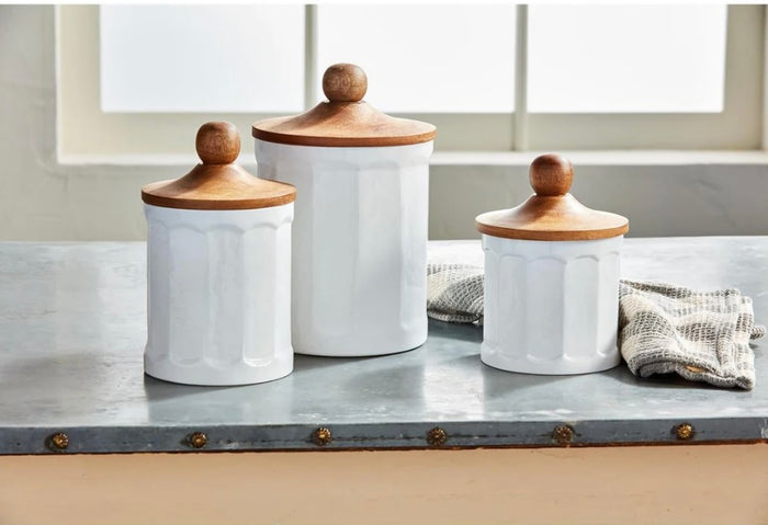Mud Pie Milk Glass 3 Piece Canister Set