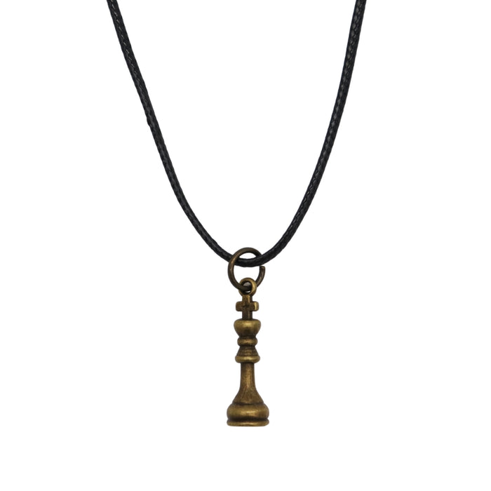 NECKLACE | Chess Themed | Black Faux Leather Cord