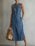 Neea - Denim Dress with Retro Lace