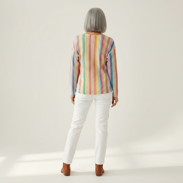 Neea - Rainbow Stripe Waffle Henley