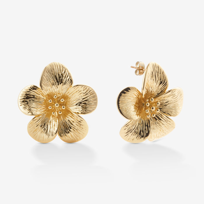 Neea | Gold-Plated Large Flower Earrings