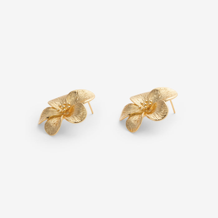 Neea | Gold-Plated Large Flower Earrings