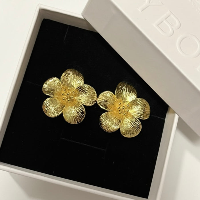 Neea | Gold-Plated Large Flower Earrings