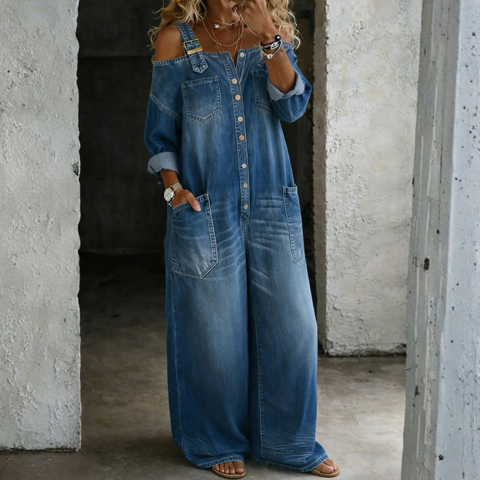 Nella - Off-Shoulder Denim Jumpsuit