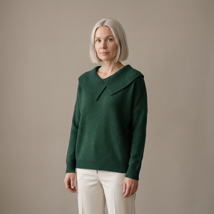 Nicoleta warm soft neckline jumper on model