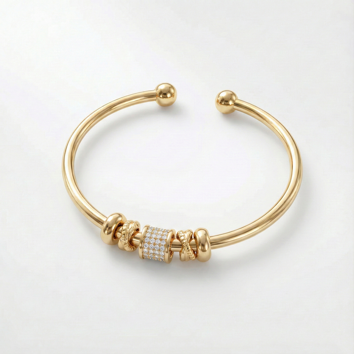 Nina | Gold-Plated Adjustable Bracelet with Charms
