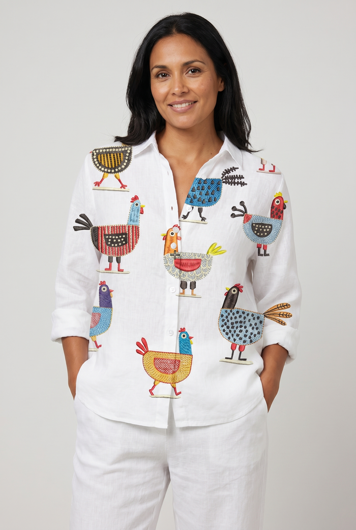 Noelia | Blouse Lightweight with Print Hens