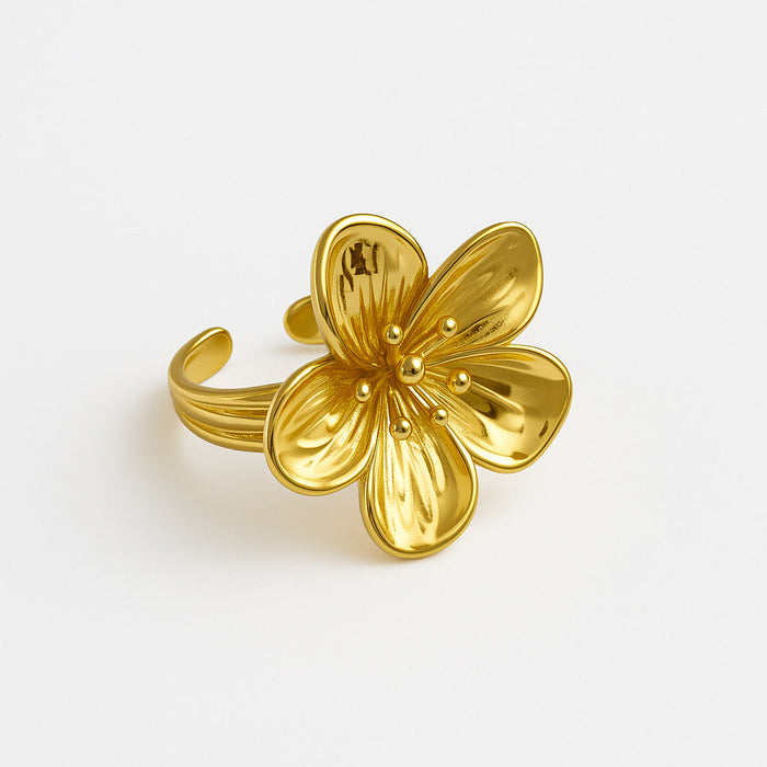 Noora | Gold-Plated Large Flower Ring