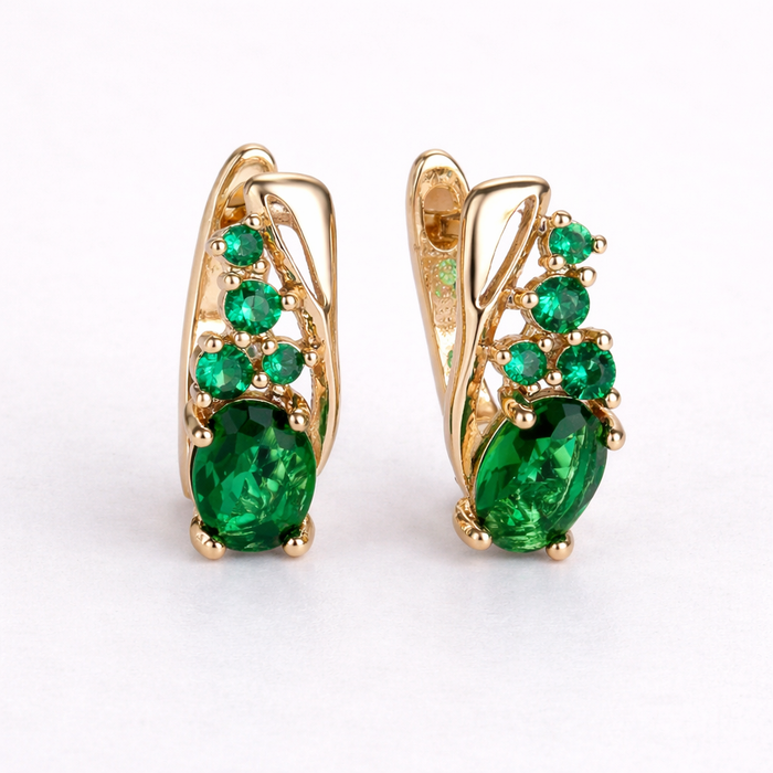 Nora | Gold-Plated Earrings with Emerald Accents