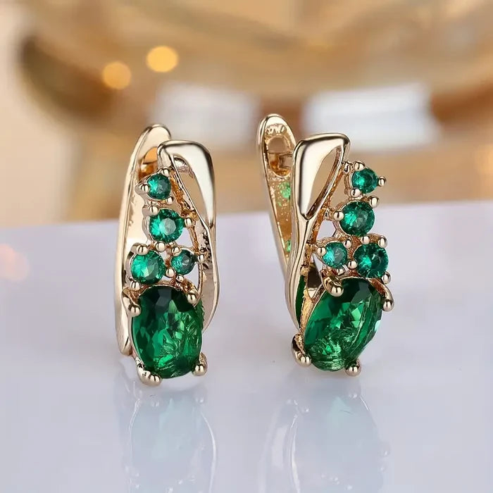 Nora | Gold-Plated Earrings with Emerald Accents