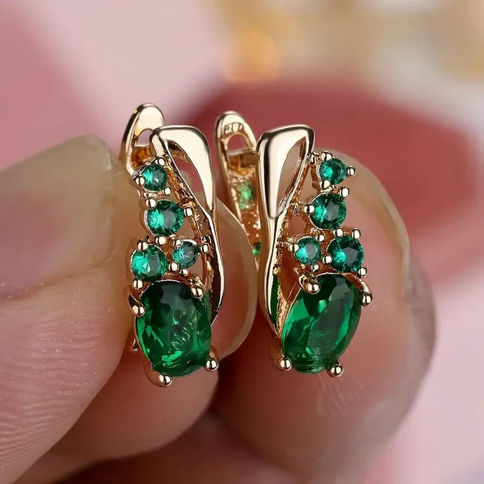 Nora | Gold-Plated Earrings with Emerald Accents