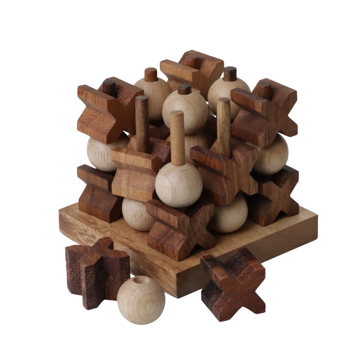 NOUGHTS & CROSSES | 10cm | 3D | Solid Wood