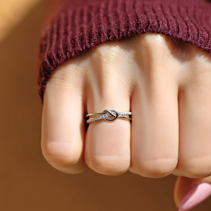 Olivia | Heart Infinity Silver Knot Ring
