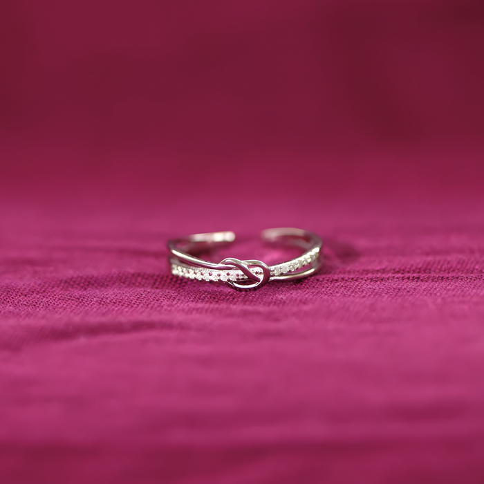 Olivia | Heart Infinity Silver Knot Ring