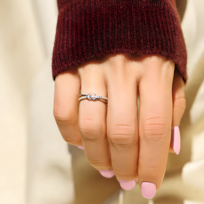 Olivia | Heart Infinity Silver Knot Ring