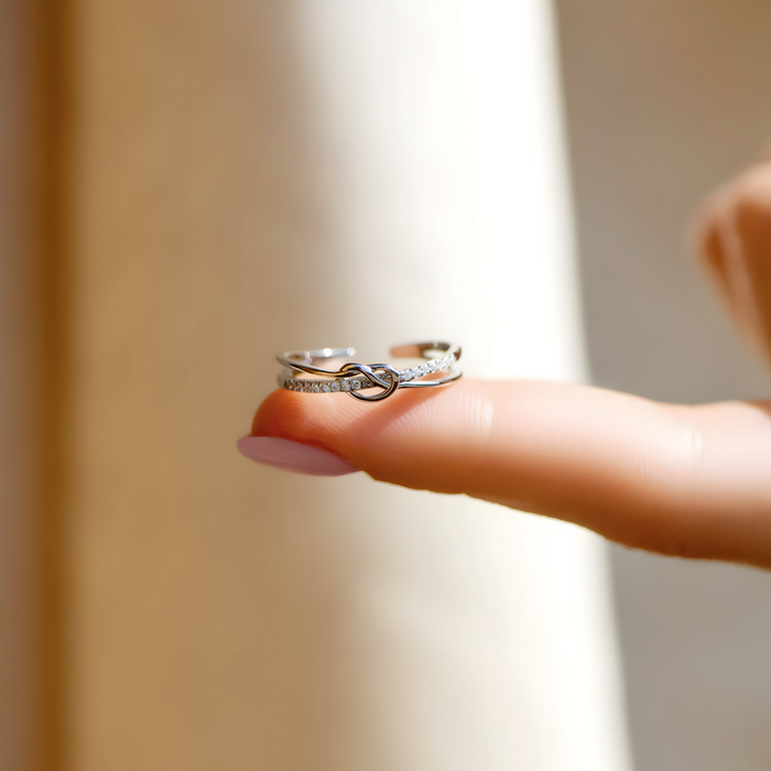 Olivia | Heart Infinity Silver Knot Ring