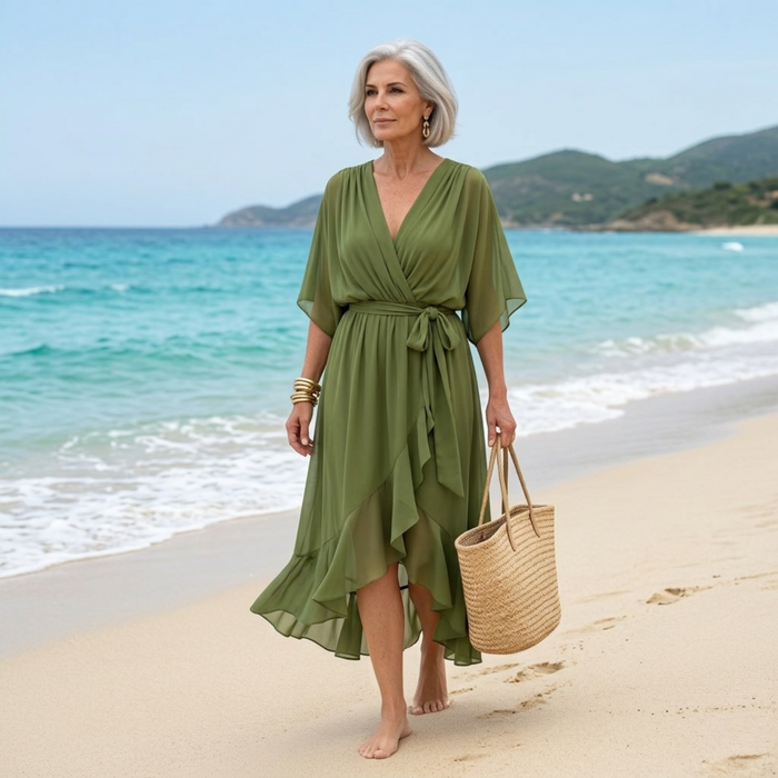 Opal | Elegant with V-Neck Midi Dress