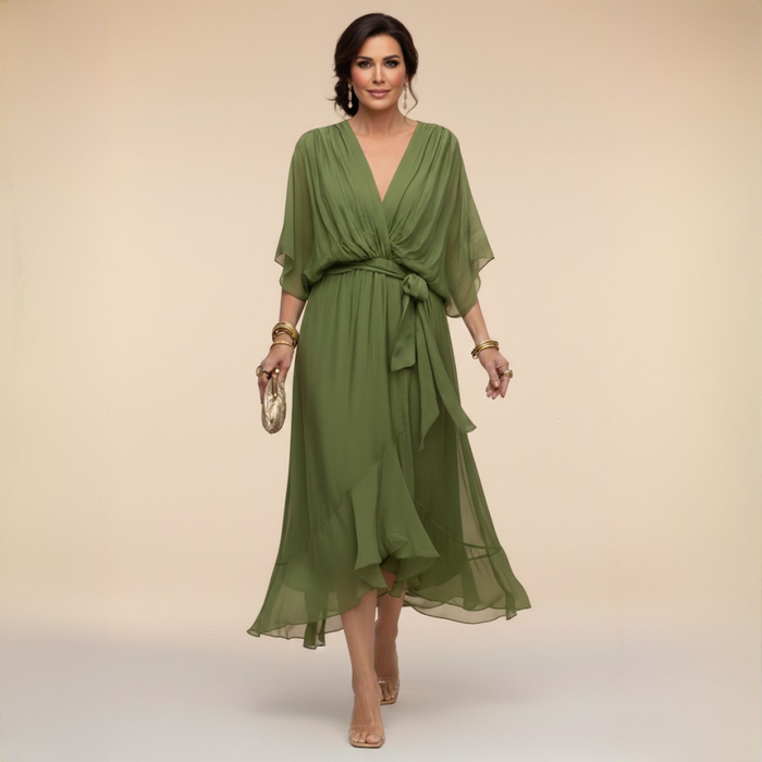 Opal | Elegant with V-Neck Midi Dress