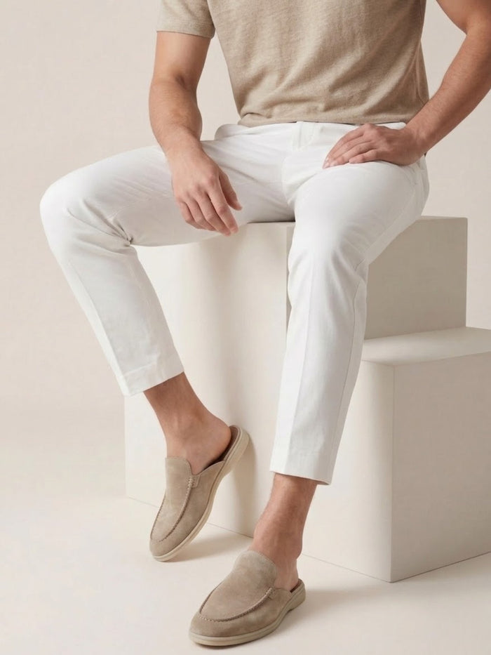 Open-Heel Suede Mules