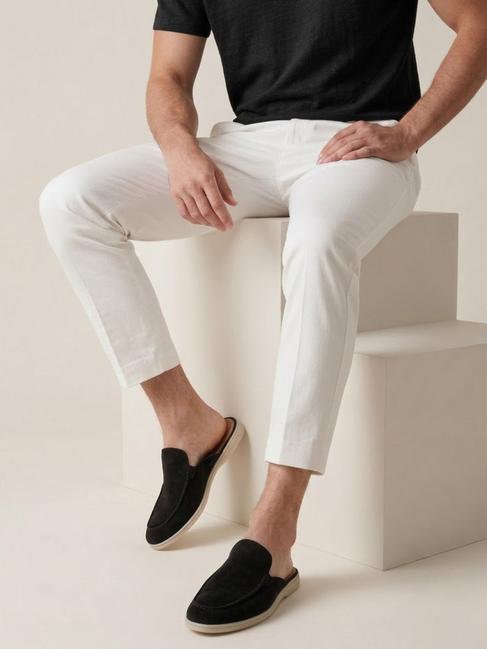 Open-Heel Suede Mules