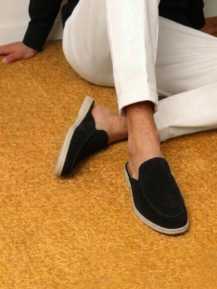 Open-Heel Suede Mules