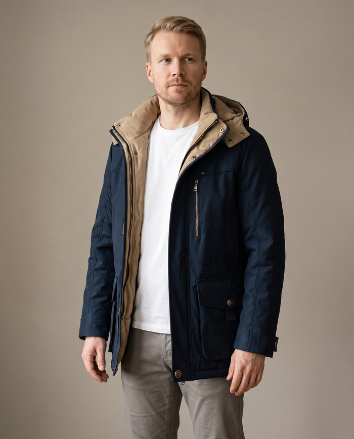 Padded winter jacket on model