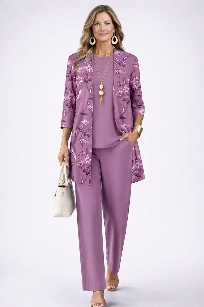Pauline | Lilac Floral Three-Piece Set