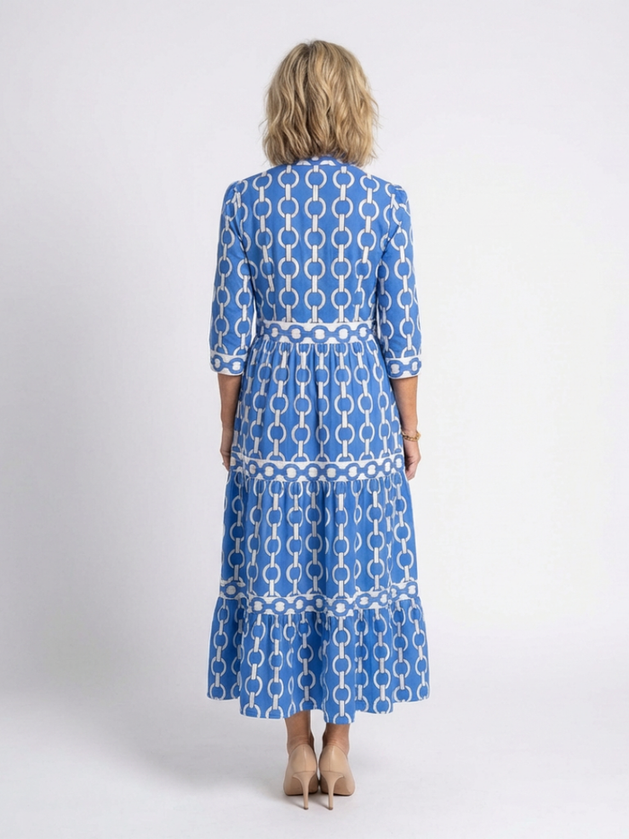 Pauline | Sleeve Three Quarter with Printed Cadenas Midi Dress