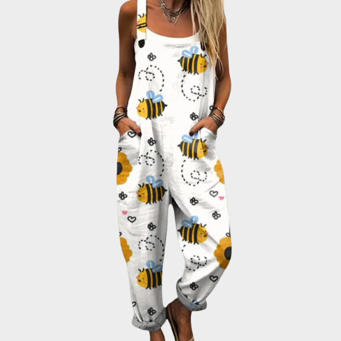 Petra – Printed Denim Dungarees