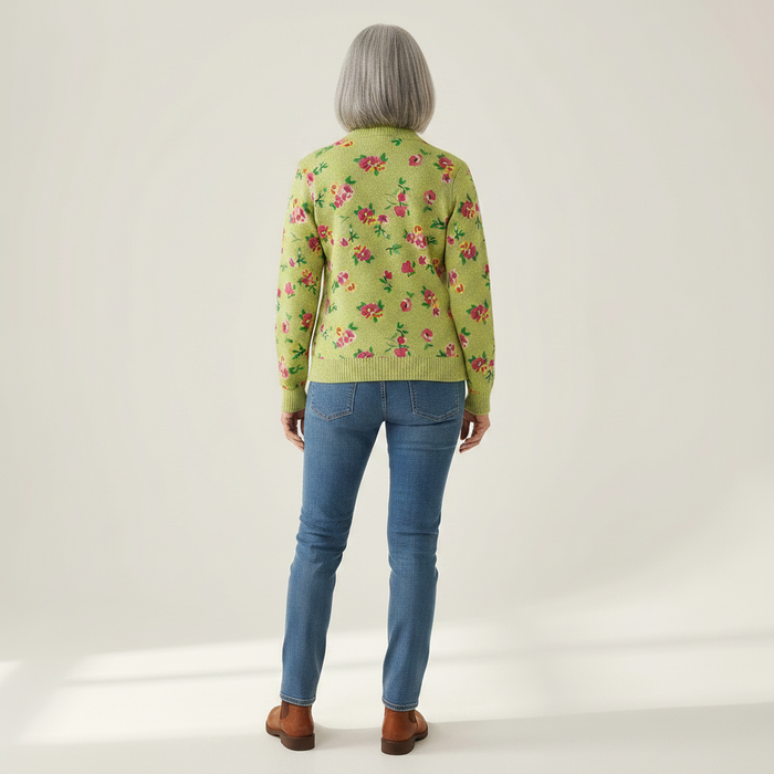 Pirkko - Lime Floral Zip Bomber