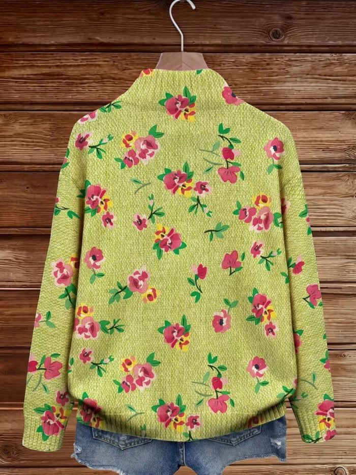 Pirkko - Lime Floral Zip Bomber