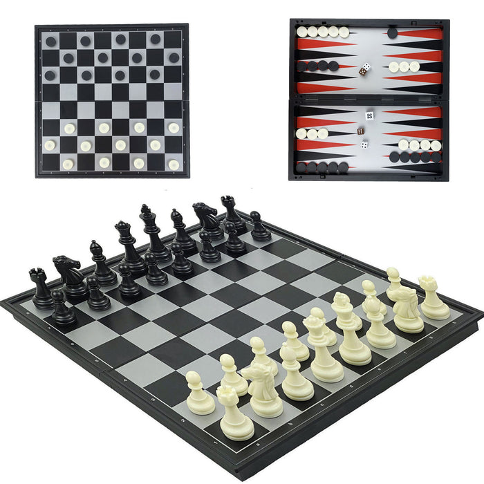 Plastic Magnetic 3-in-1 | Chess, Checkers & Backgammon