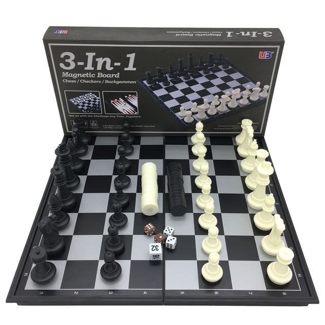 Plastic Magnetic 3-in-1 | Chess, Checkers & Backgammon