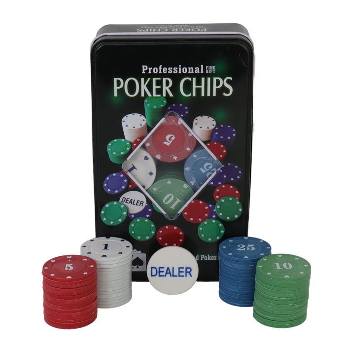 Poker Chips Set | 100 Chips & Dealer Button