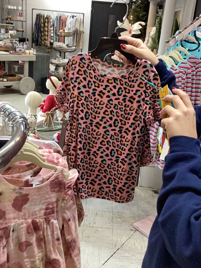 Posh Peanut Pink Multicolored Cheetah Print PJ Set