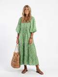 Celine | Printed with Sleeve Three Quarter and V-Neck Midi Dress