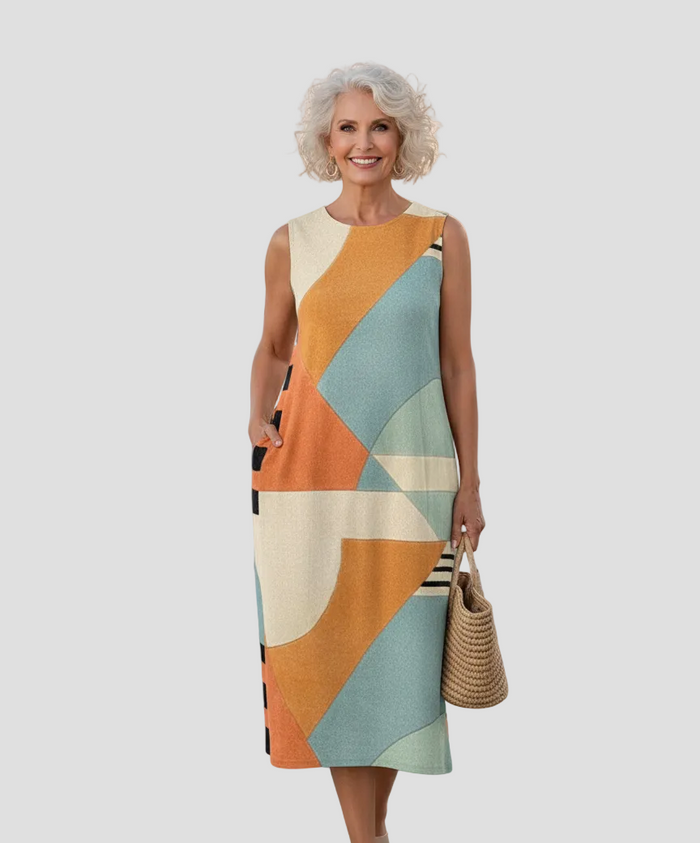 Psara | Geometric Midi Dress
