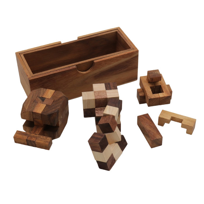 PUZZLE SET of 3 | Diamond Puzzle, Notched Stick, Snake Cube