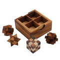 PUZZLE SET of 4 | Snake Cube, Notched Stick, Star Puzzle, Strick